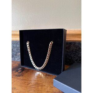 Mens 24" Gold Brass Cuban Link Necklace By Bain & Miller In Black Gift Box
